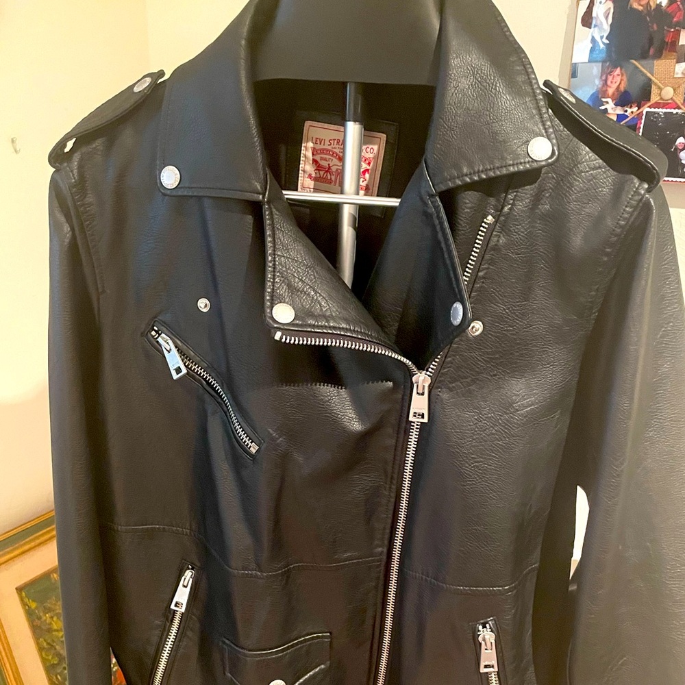 Women Levi faux leather biker jacket